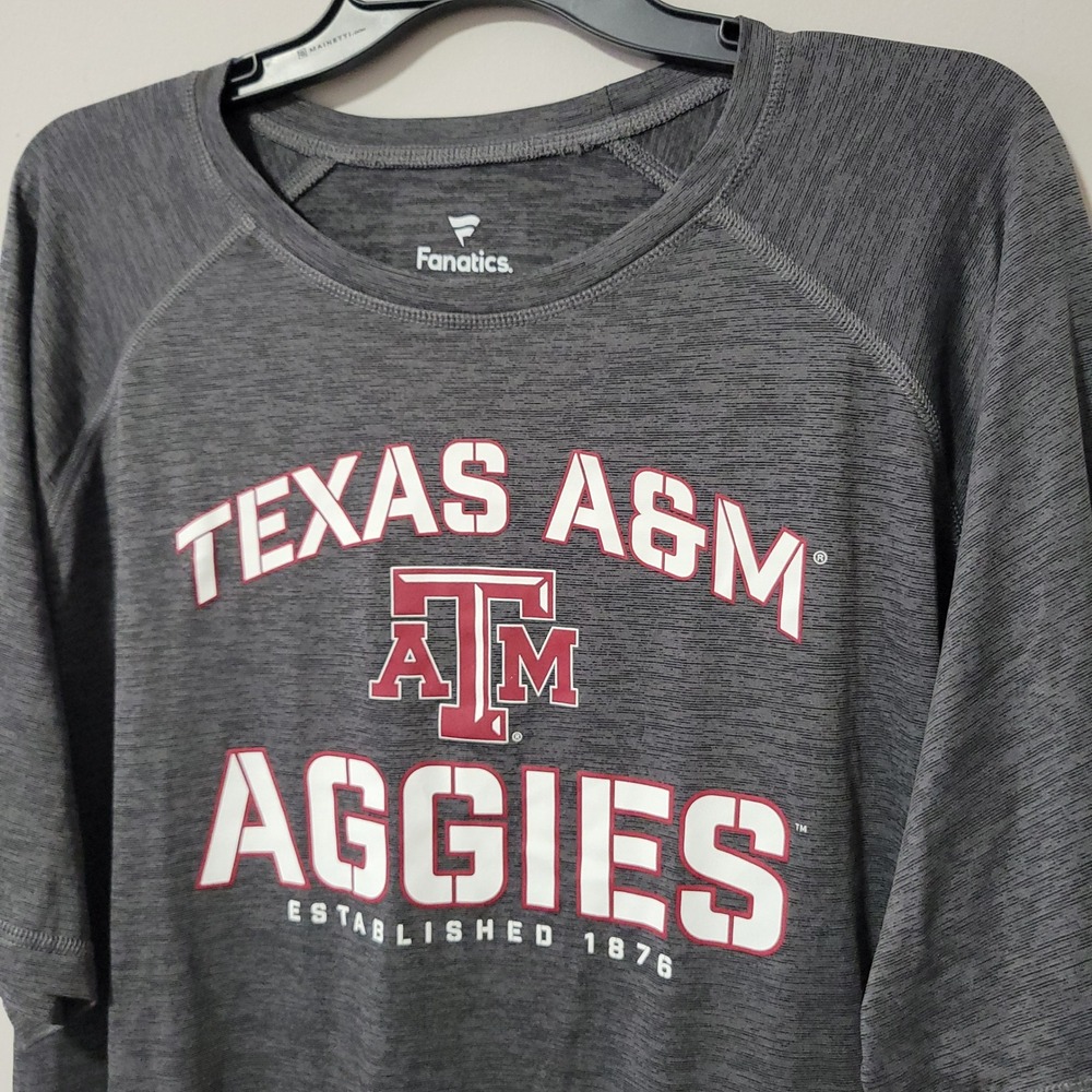 Fanatics Texas A&M Aggies T Shirt Mens XXL Gray Performance Raglan NCAA College